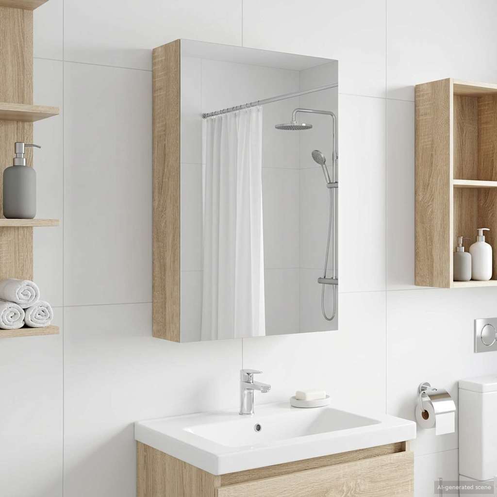 vidaXL Bathroom Mirror Cabinet with Shelf Sonoma Oak 30 x 10.5 x 50 cm