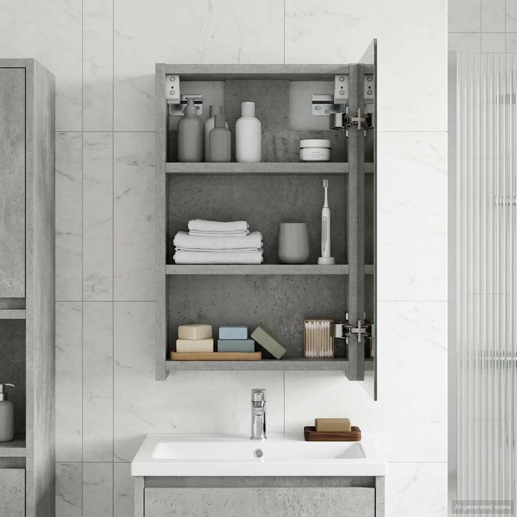 vidaXL Bathroom Mirror Cabinet Concrete Grey 30 x 10.5 x 50 cm