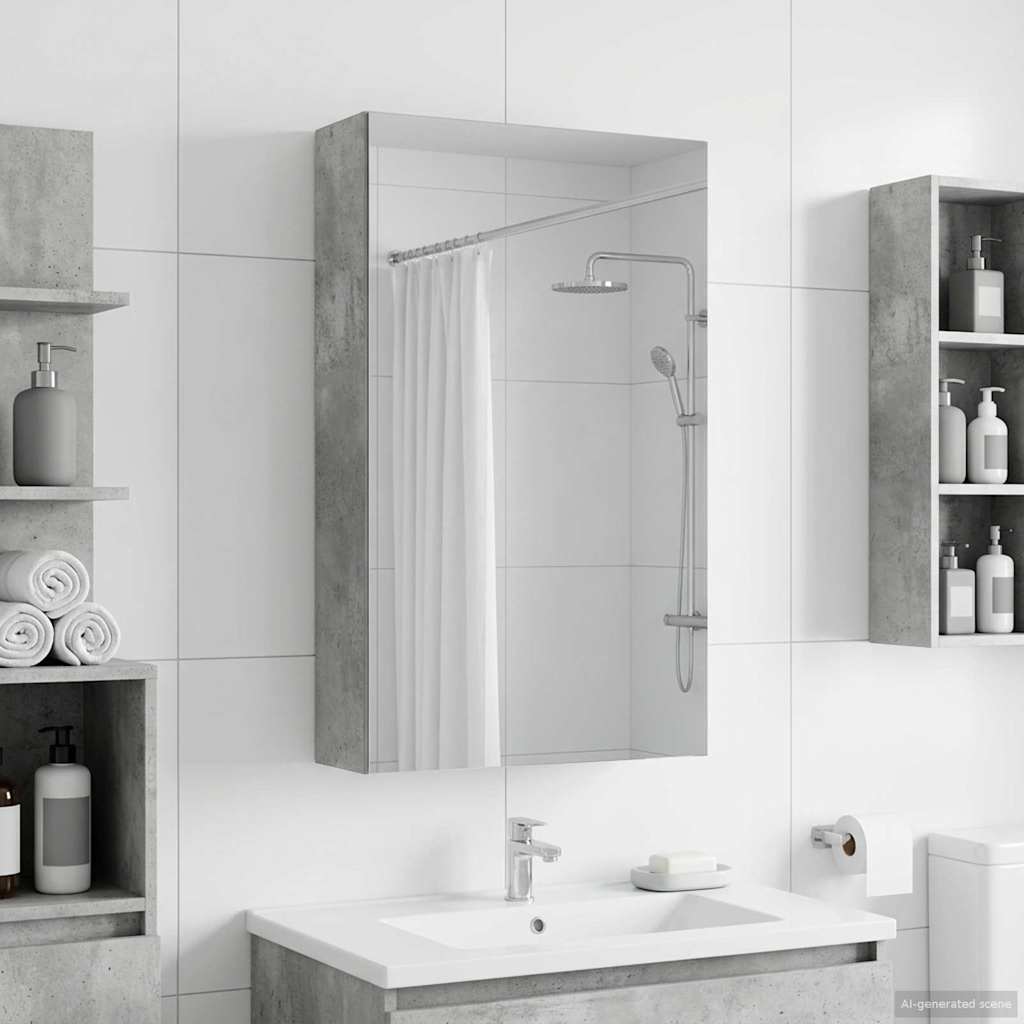 vidaXL Bathroom Mirror Cabinet Concrete Grey 30 x 10.5 x 50 cm