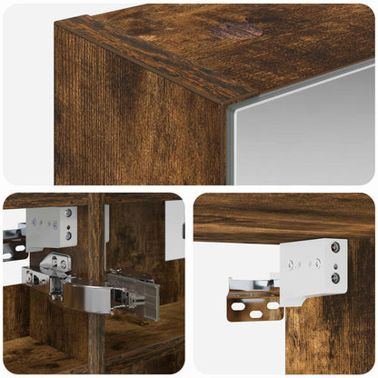 vidaXL Bathroom Mirror Cabinet with Shelf Smoked Oak 30 x 10.5 x 50 cm