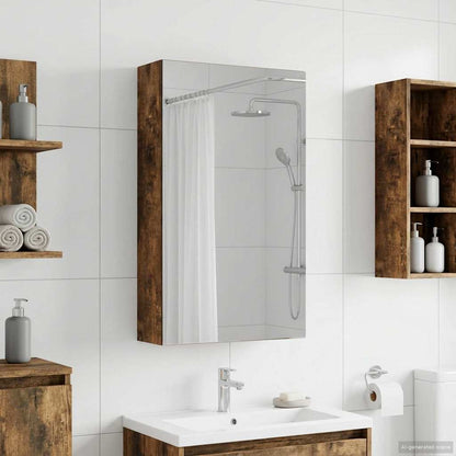 vidaXL Bathroom Mirror Cabinet with Shelf Smoked Oak 30 x 10.5 x 50 cm