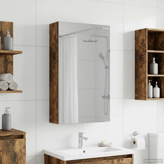 vidaXL Bathroom Mirror Cabinet with Shelf Smoked Oak 30 x 10.5 x 50 cm