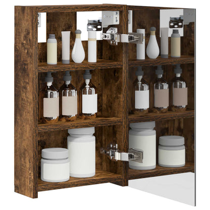vidaXL Bathroom Mirror Cabinet with Shelf Smoked Oak 30 x 10.5 x 50 cm