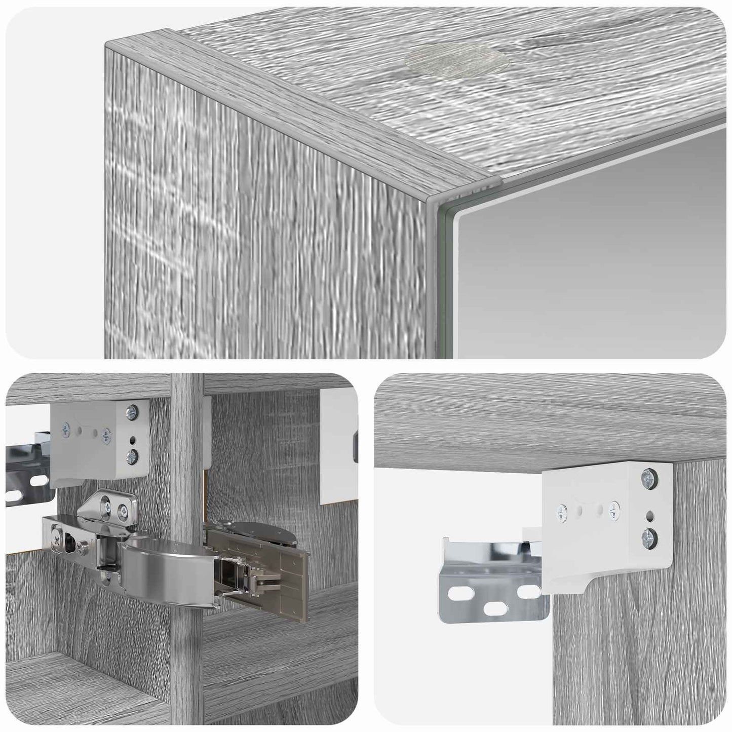 vidaXL Bathroom Mirror Cabinet Grey Sonoma 30 x 10.5 x 50 cm