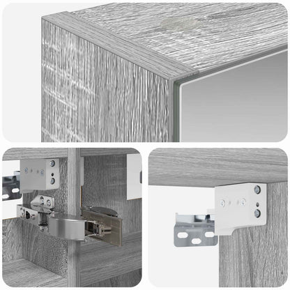 vidaXL Bathroom Mirror Cabinet Grey Sonoma 30 x 10.5 x 50 cm