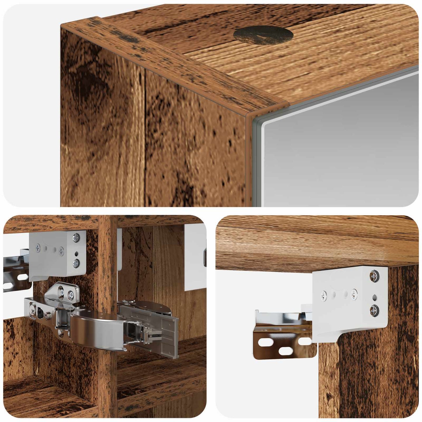 vidaXL Bathroom Mirror Cabinet with Shelf Old Wood 30 x 10.5 x 50 cm