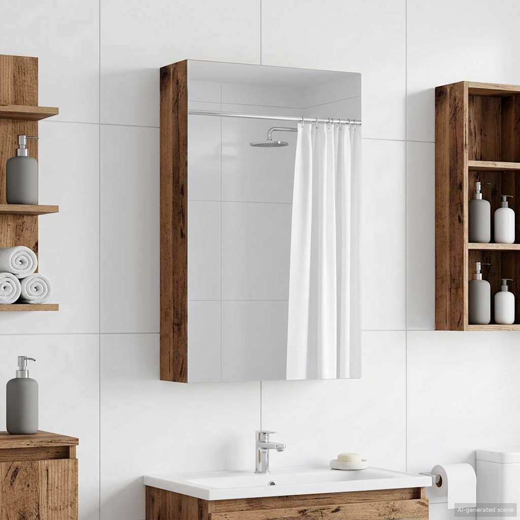 vidaXL Bathroom Mirror Cabinet with Shelf Old Wood 30 x 10.5 x 50 cm