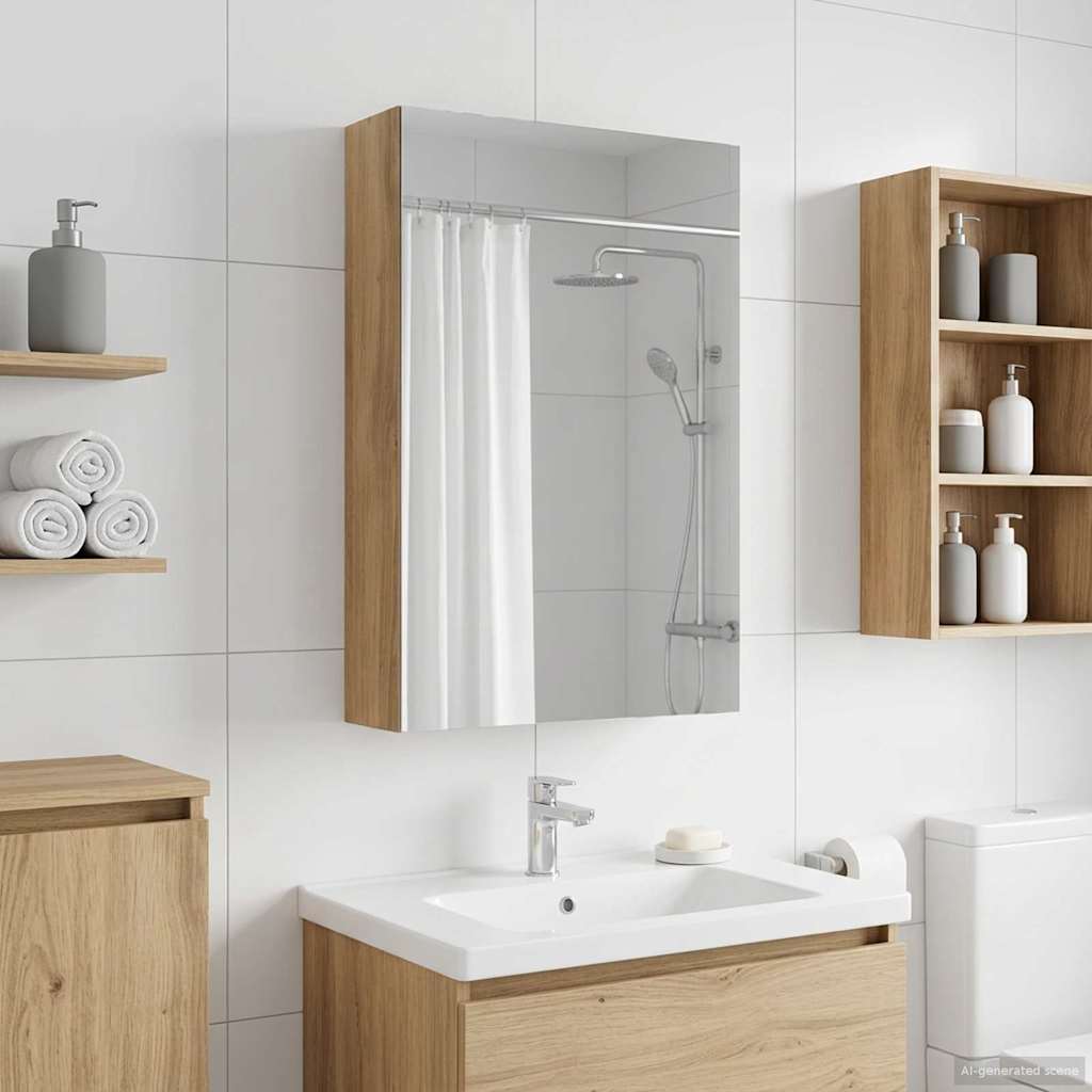 vidaXL Bathroom Mirror Cabinet Artisian Oak 30 x 10.5 x 50 cm