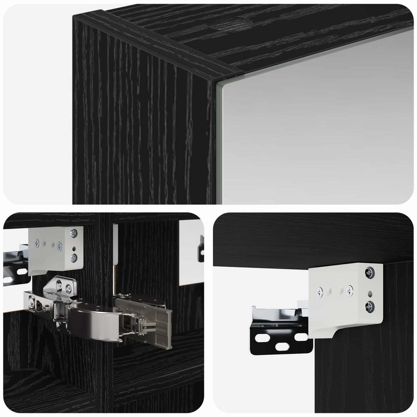 vidaXL Bathroom Mirror Cabinet with Shelf Black Oak 30 x 10.5 x 50 cm