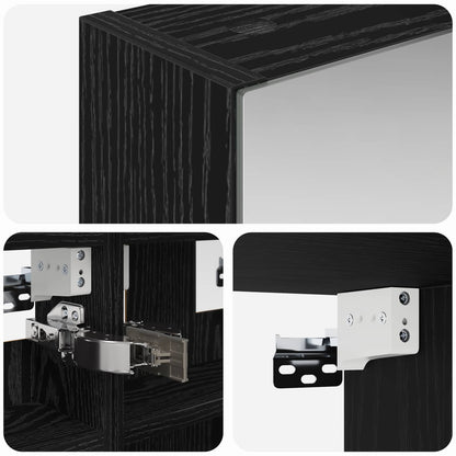 vidaXL Bathroom Mirror Cabinet with Shelf Black Oak 30 x 10.5 x 50 cm