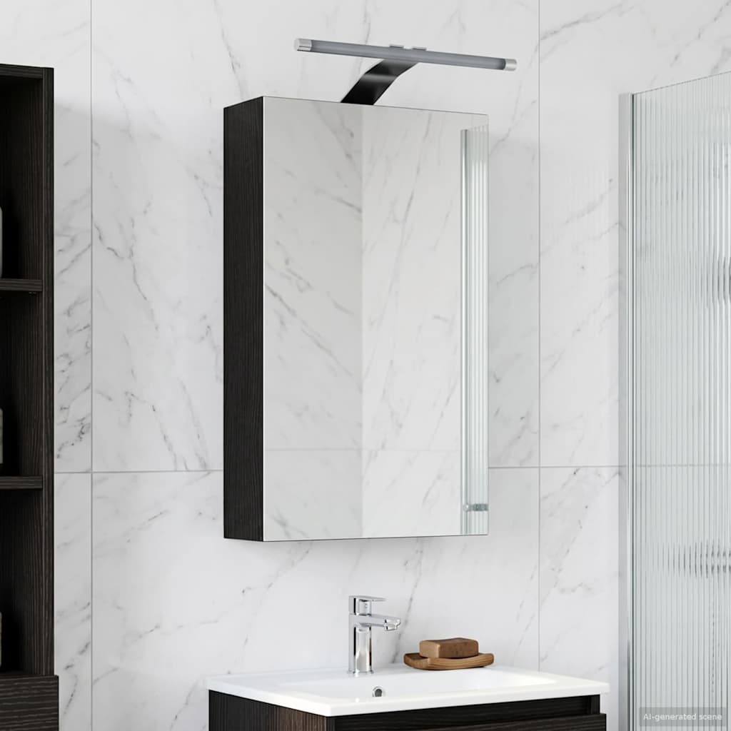 vidaXL Bathroom Mirror Cabinet with Shelf Black Oak 30 x 10.5 x 50 cm