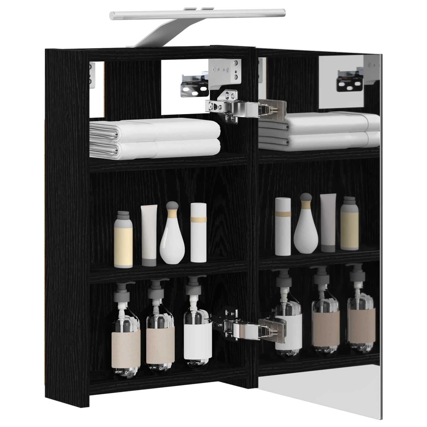 vidaXL Bathroom Mirror Cabinet with Shelf Black Oak 30 x 10.5 x 50 cm
