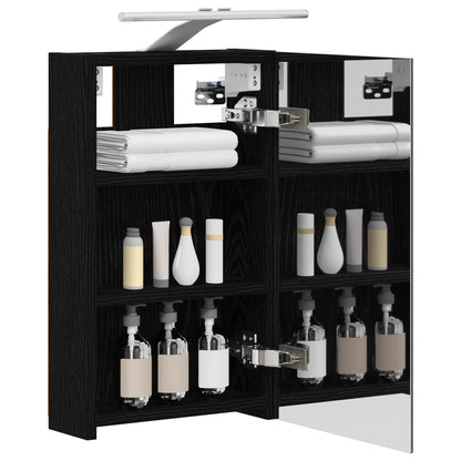 vidaXL Bathroom Mirror Cabinet with Shelf Black Oak 30 x 10.5 x 50 cm