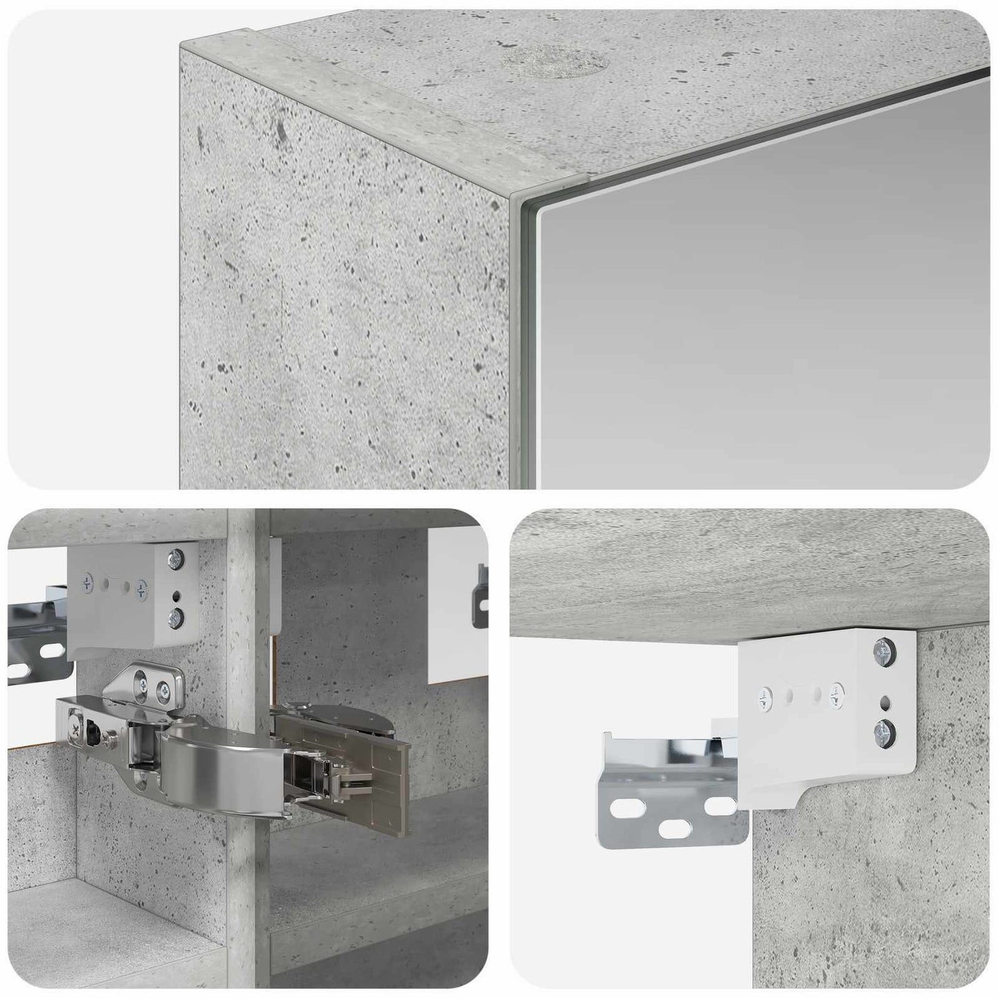 vidaXL Bathroom Mirror Cabinet Concrete Grey 30 x 10.5 x 50 cm