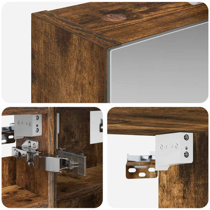 vidaXL Bathroom Mirror Cabinet with Shelf Smoked Oak 30 x 10.5 x 50 cm