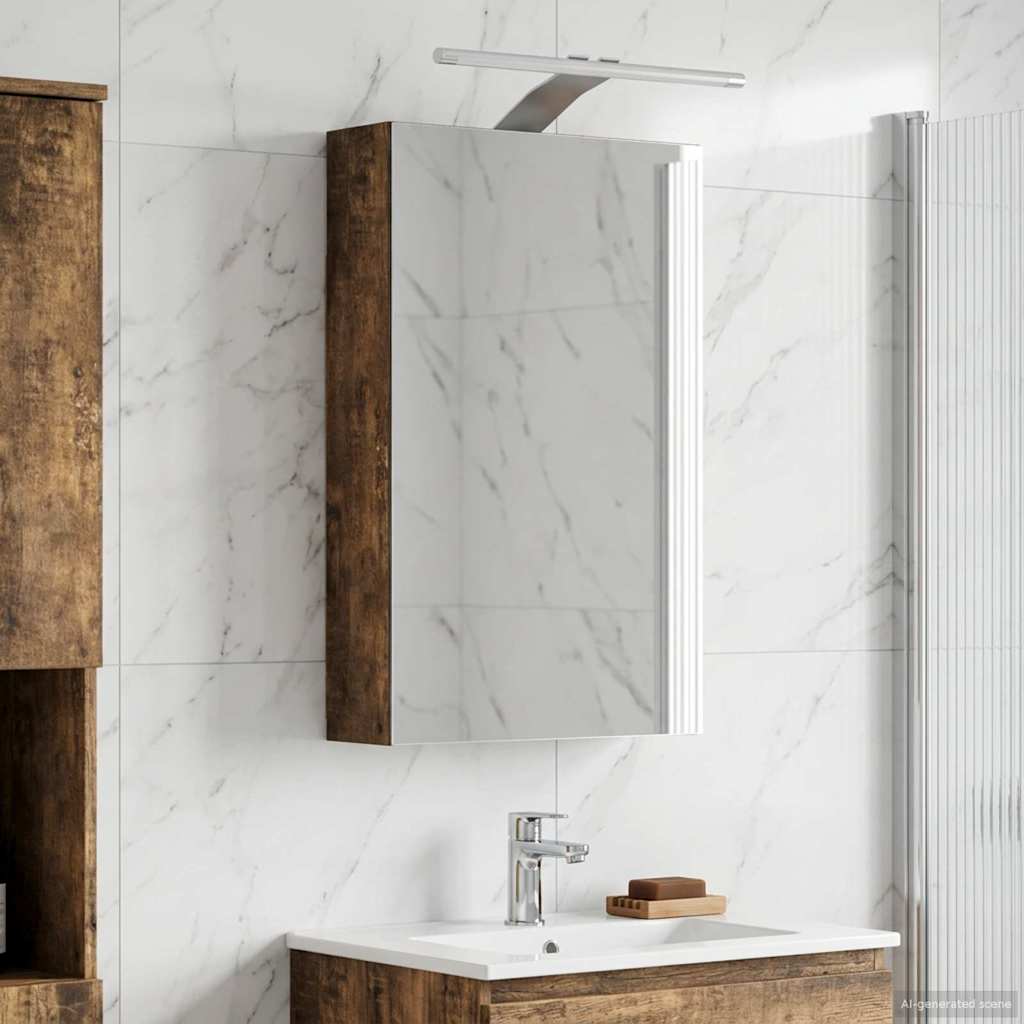 vidaXL Bathroom Mirror Cabinet with Shelf Smoked Oak 30 x 10.5 x 50 cm