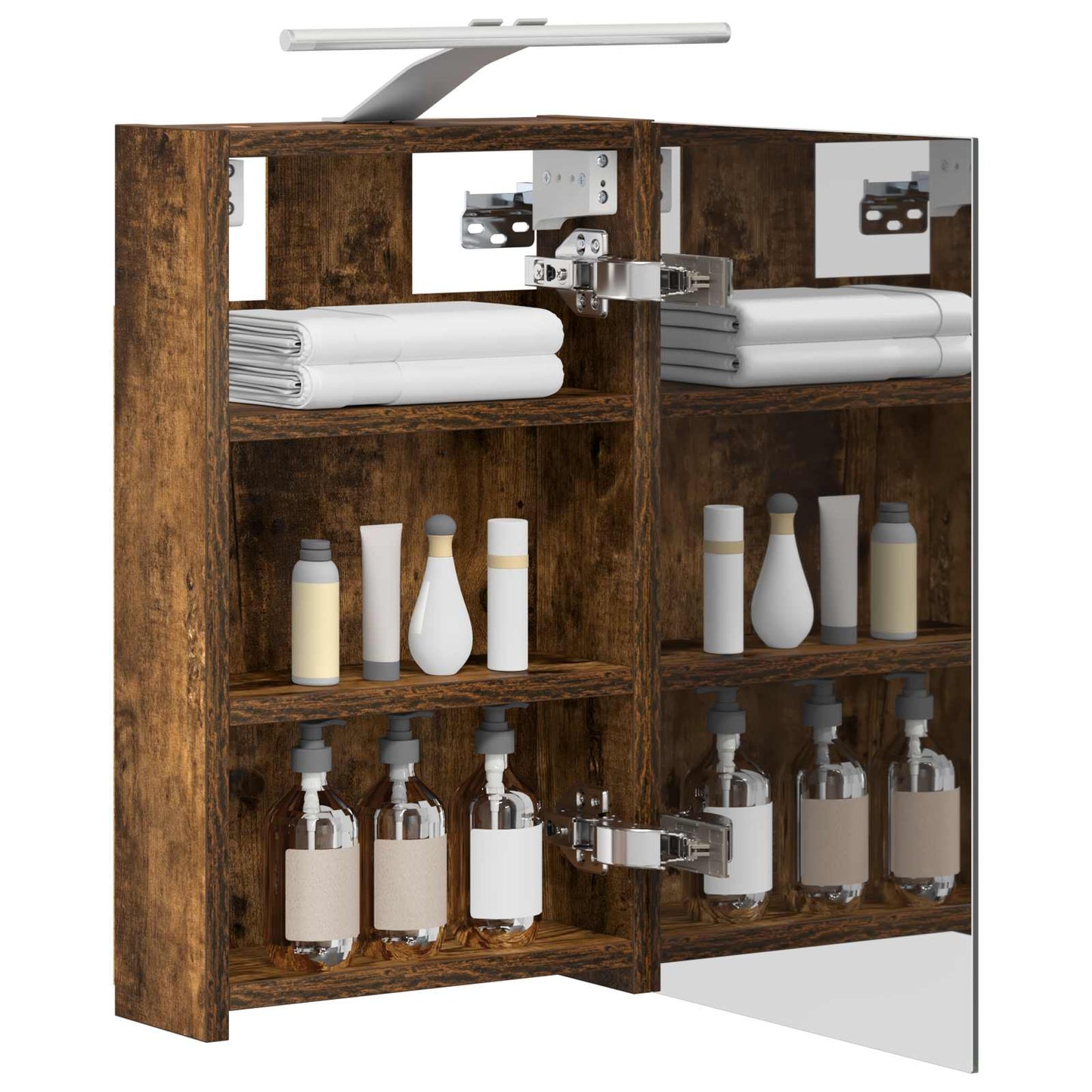 vidaXL Bathroom Mirror Cabinet with Shelf Smoked Oak 30 x 10.5 x 50 cm
