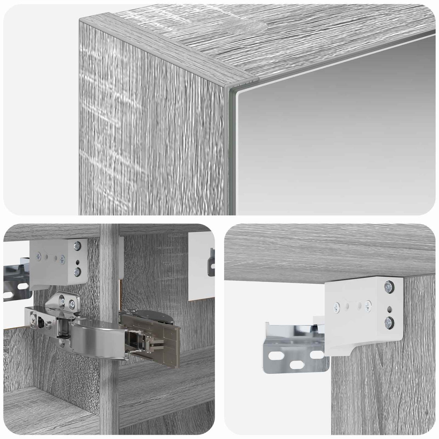vidaXL Bathroom Mirror Cabinet with Door Grey Sonoma 30 x 10.5 x 50 cm
