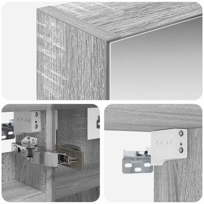 vidaXL Bathroom Mirror Cabinet with Door Grey Sonoma 30 x 10.5 x 50 cm