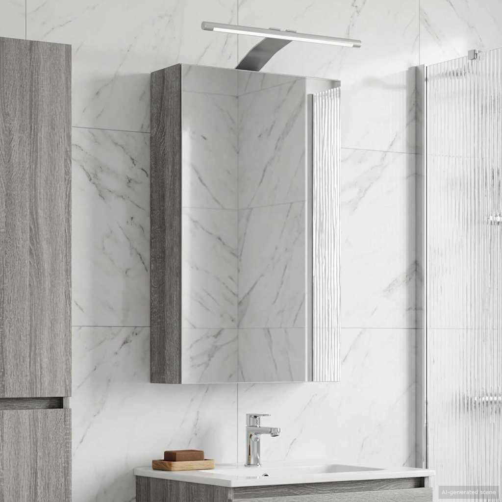 vidaXL Bathroom Mirror Cabinet with Door Grey Sonoma 30 x 10.5 x 50 cm