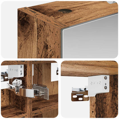 vidaXL Bathroom Mirror Cabinet with Shelf Old Wood 30 x 10.5 x 50 cm