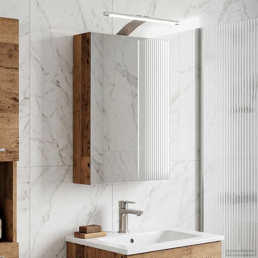 vidaXL Bathroom Mirror Cabinet with Shelf Old Wood 30 x 10.5 x 50 cm