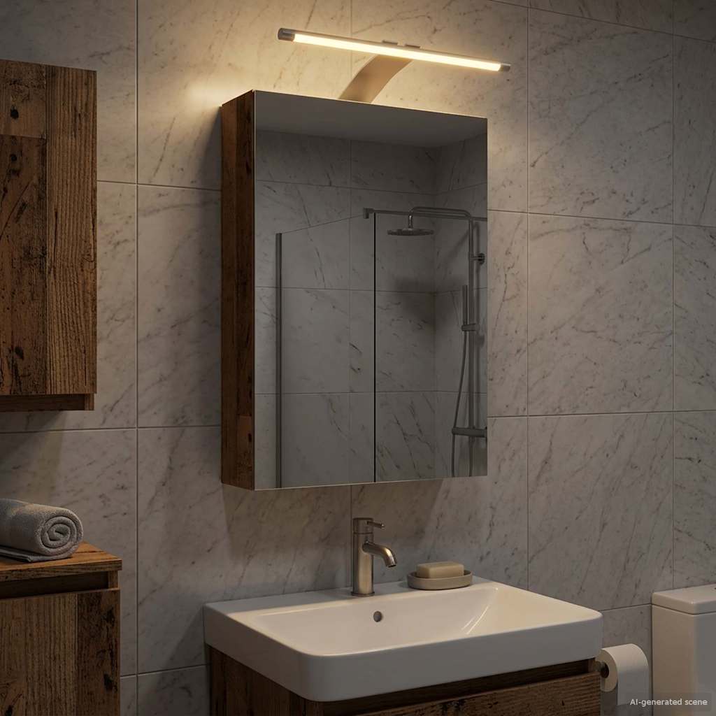 vidaXL Bathroom Mirror Cabinet with Shelf Old Wood 30 x 10.5 x 50 cm
