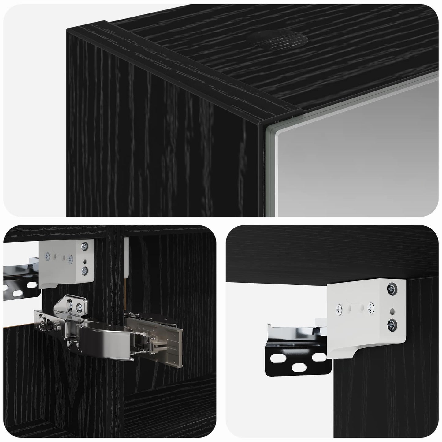 vidaXL Bathroom Mirror Cabinet with Door Black Oak 40 x 10.5 x 60.5 cm