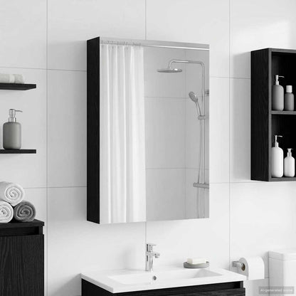 vidaXL Bathroom Mirror Cabinet with Door Black Oak 40 x 10.5 x 60.5 cm