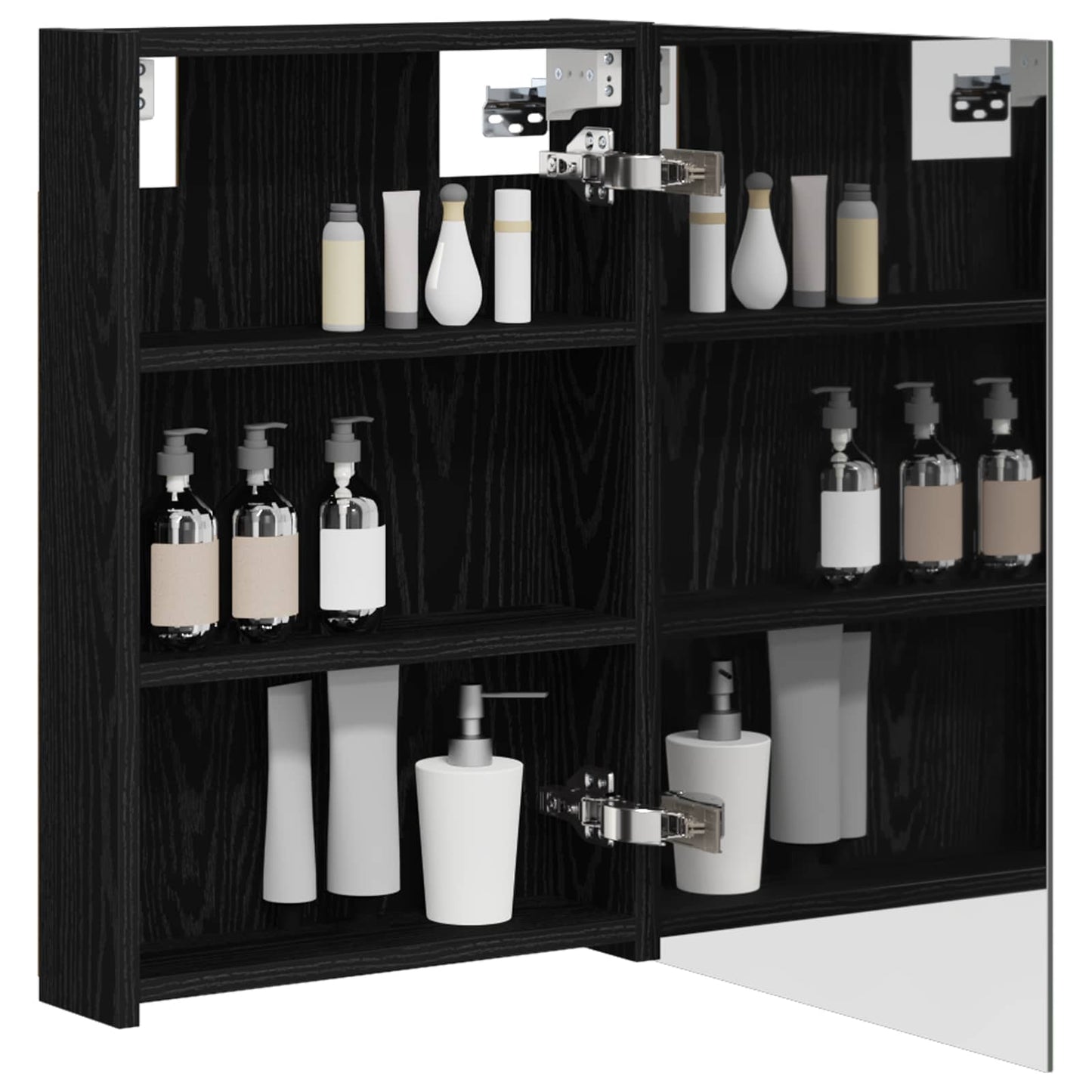 vidaXL Bathroom Mirror Cabinet with Door Black Oak 40 x 10.5 x 60.5 cm