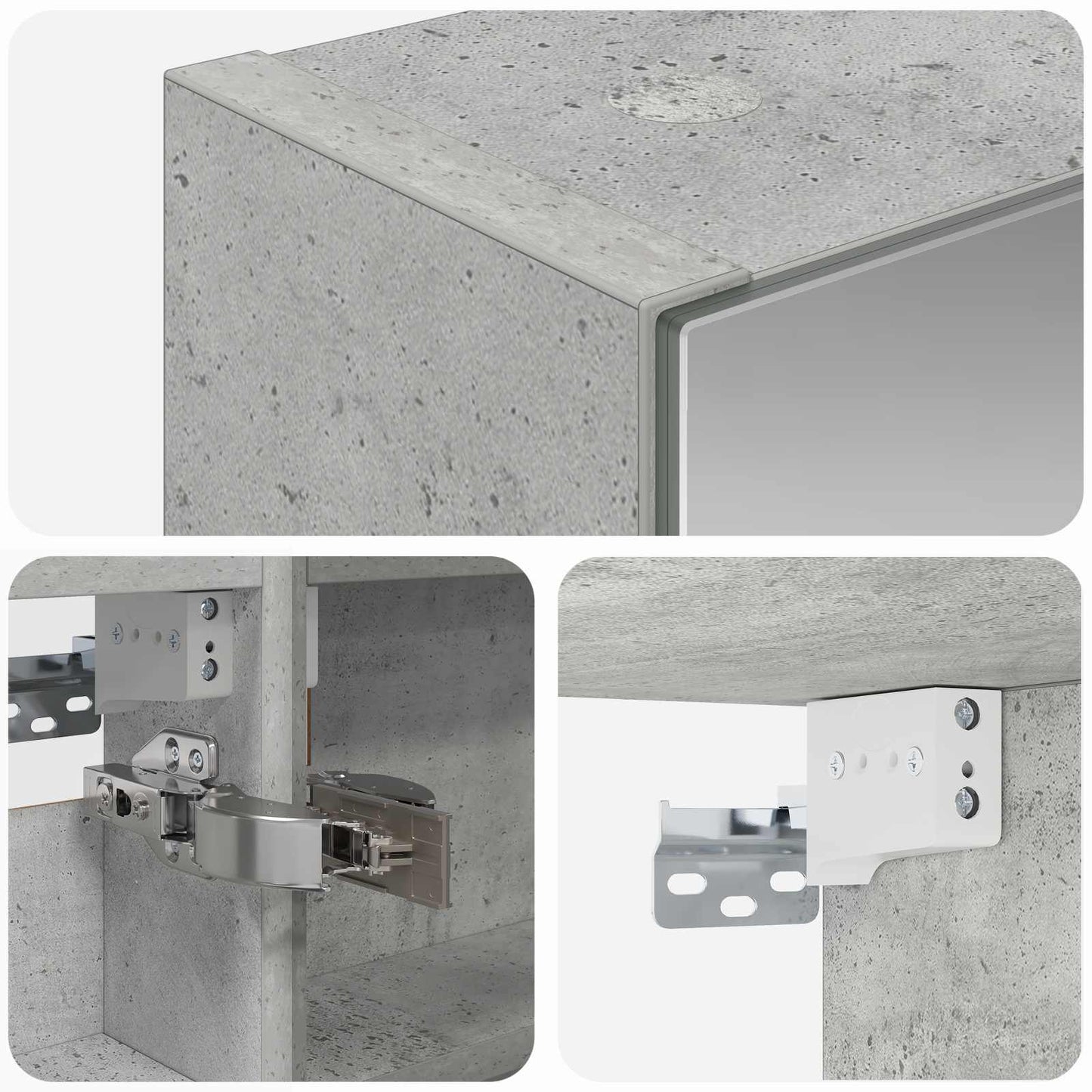 vidaXL Bathroom Mirror Cabinet Concrete Grey 40 x 10.5 x 60.5 cm
