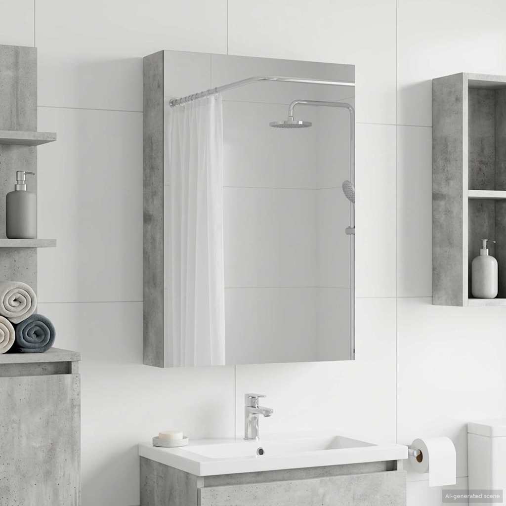 vidaXL Bathroom Mirror Cabinet Concrete Grey 40 x 10.5 x 60.5 cm