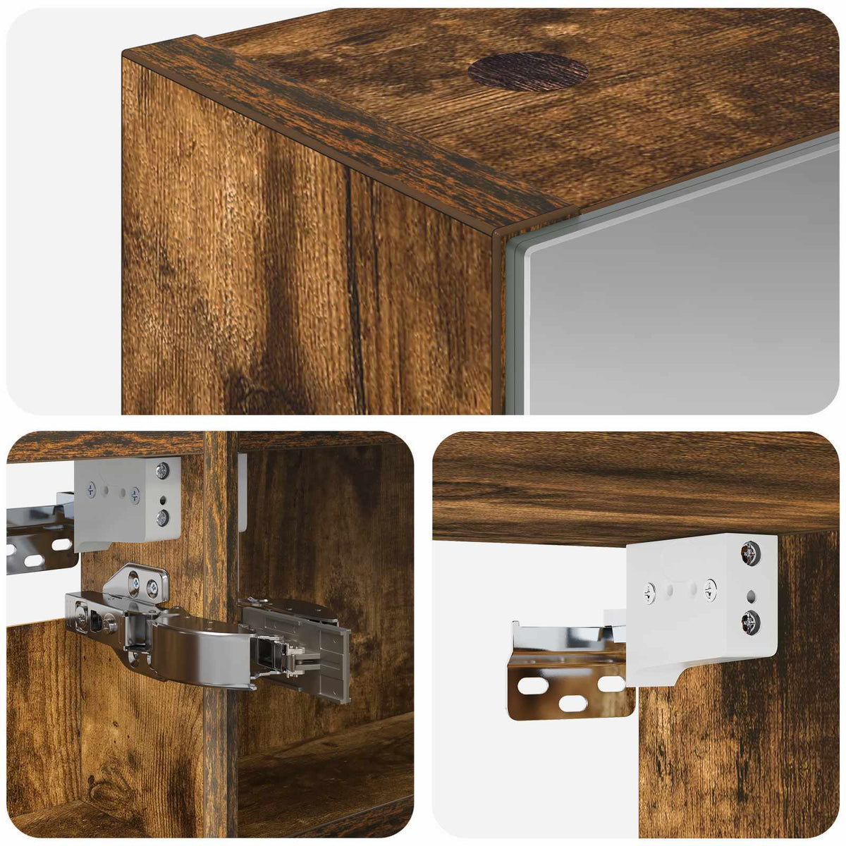 vidaXL Bathroom Mirror Cabinet Smoked Oak 40 x 10.5 x 60.5 cm