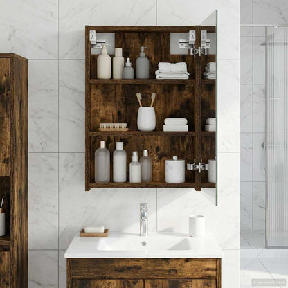 vidaXL Bathroom Mirror Cabinet Smoked Oak 40 x 10.5 x 60.5 cm
