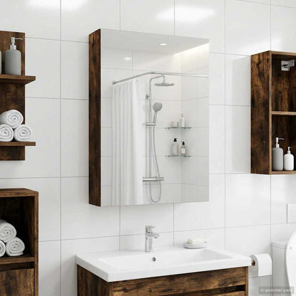 vidaXL Bathroom Mirror Cabinet Smoked Oak 40 x 10.5 x 60.5 cm