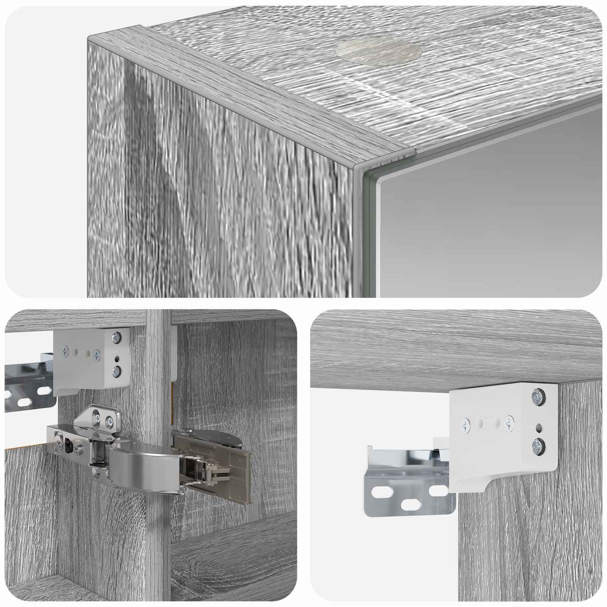 vidaXL Bathroom Mirror Cabinet Grey Sonoma 40 x 10.5 x 60.5 cm