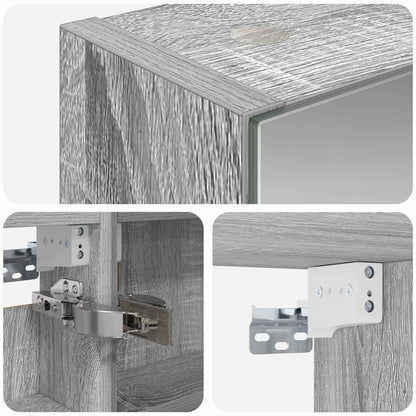 vidaXL Bathroom Mirror Cabinet Grey Sonoma 40 x 10.5 x 60.5 cm