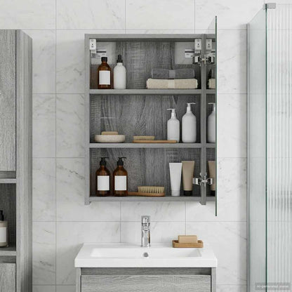 vidaXL Bathroom Mirror Cabinet Grey Sonoma 40 x 10.5 x 60.5 cm