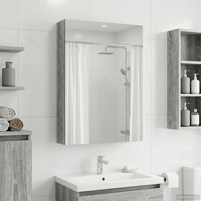 vidaXL Bathroom Mirror Cabinet Grey Sonoma 40 x 10.5 x 60.5 cm