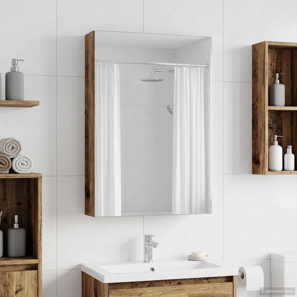 vidaXL Bathroom Mirror Cabinet with Shelf Old Wood 40 x 10.5 x 60.5 cm