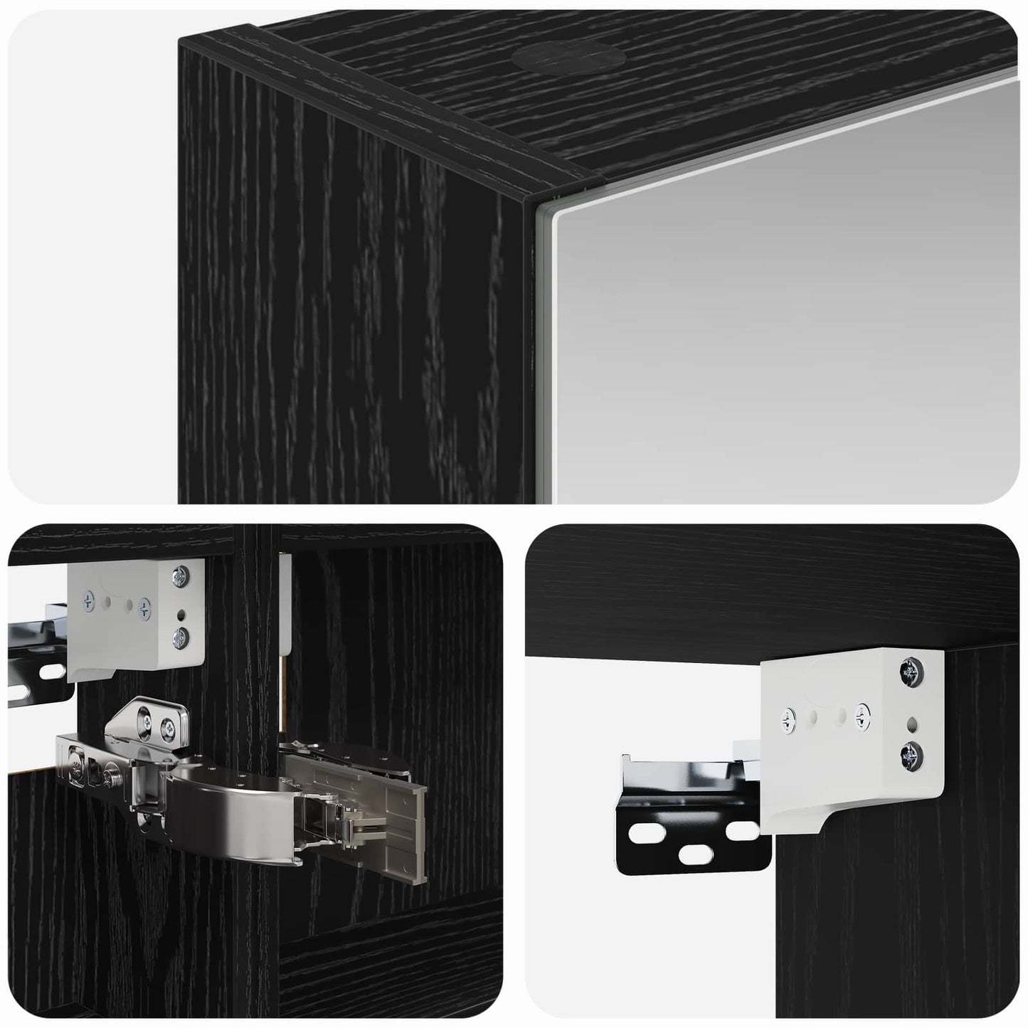 vidaXL Bathroom Mirror Cabinet with Door Black Oak 40 x 10.5 x 60.5 cm
