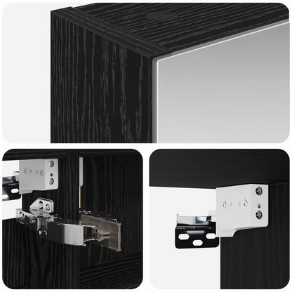 vidaXL Bathroom Mirror Cabinet with Door Black Oak 40 x 10.5 x 60.5 cm