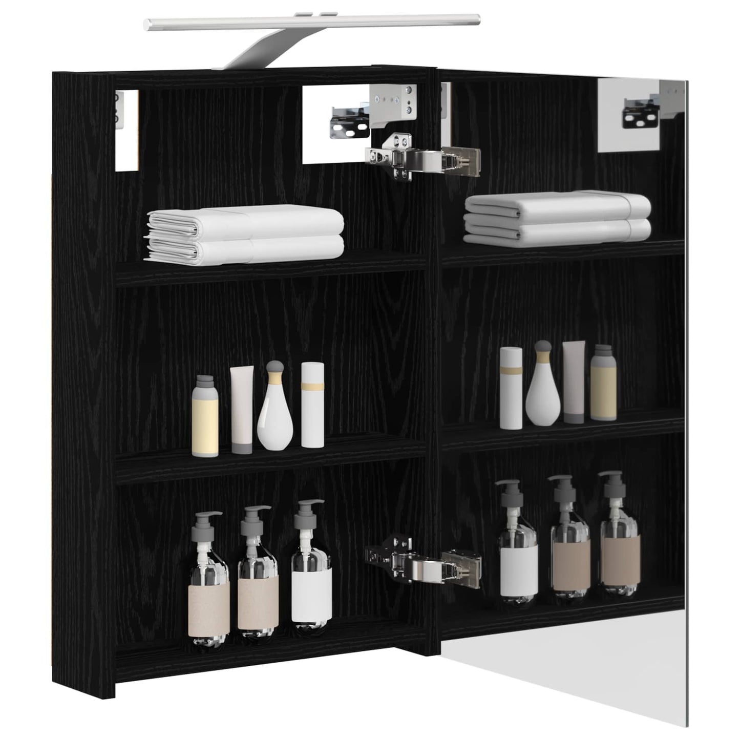 vidaXL Bathroom Mirror Cabinet with Door Black Oak 40 x 10.5 x 60.5 cm