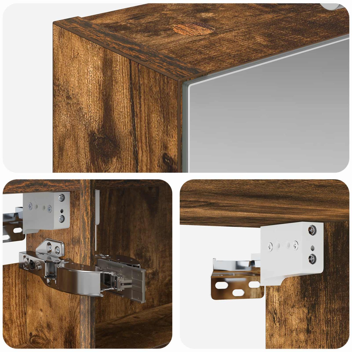 vidaXL Bathroom Mirror Cabinet Smoked Oak 40 x 10.5 x 60.5 cm