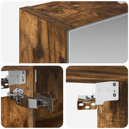 vidaXL Bathroom Mirror Cabinet Smoked Oak 40 x 10.5 x 60.5 cm