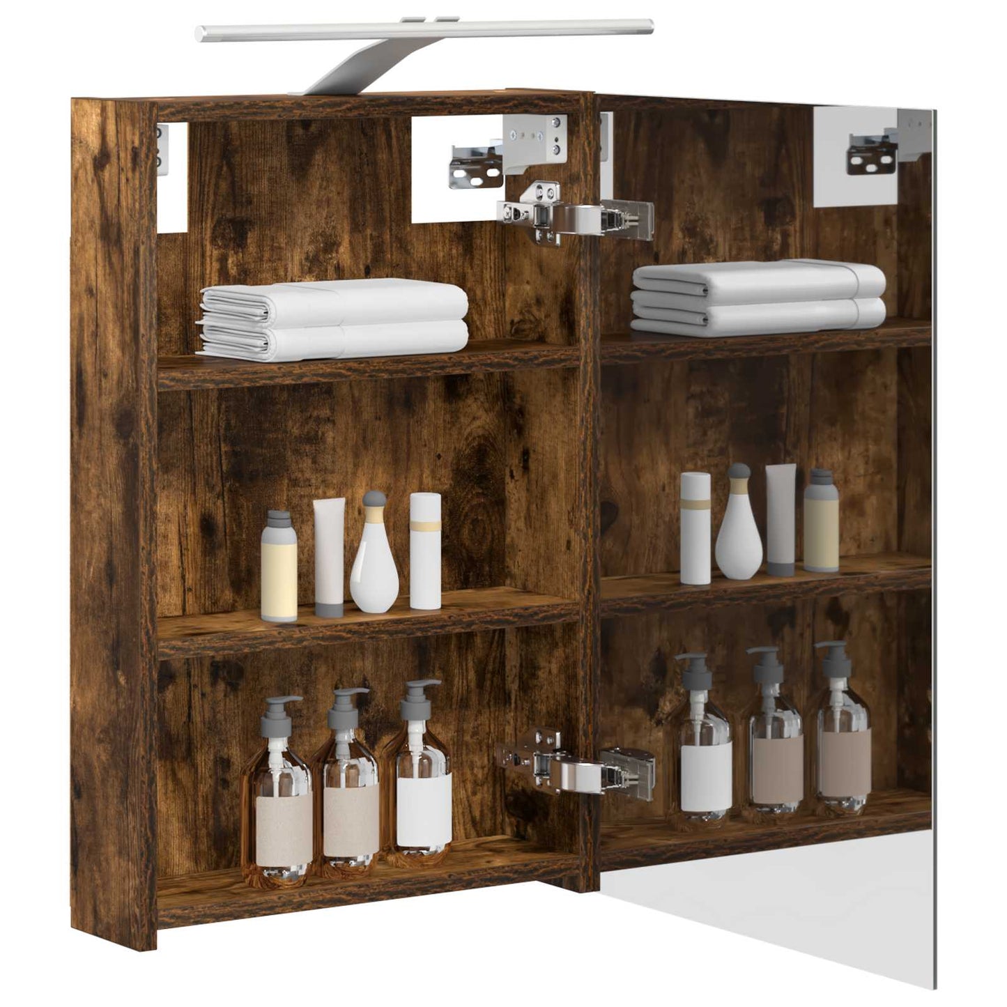 vidaXL Bathroom Mirror Cabinet Smoked Oak 40 x 10.5 x 60.5 cm