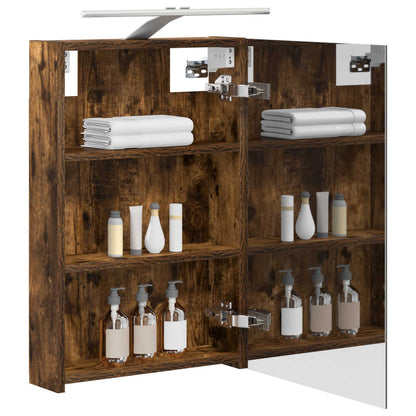 vidaXL Bathroom Mirror Cabinet Smoked Oak 40 x 10.5 x 60.5 cm