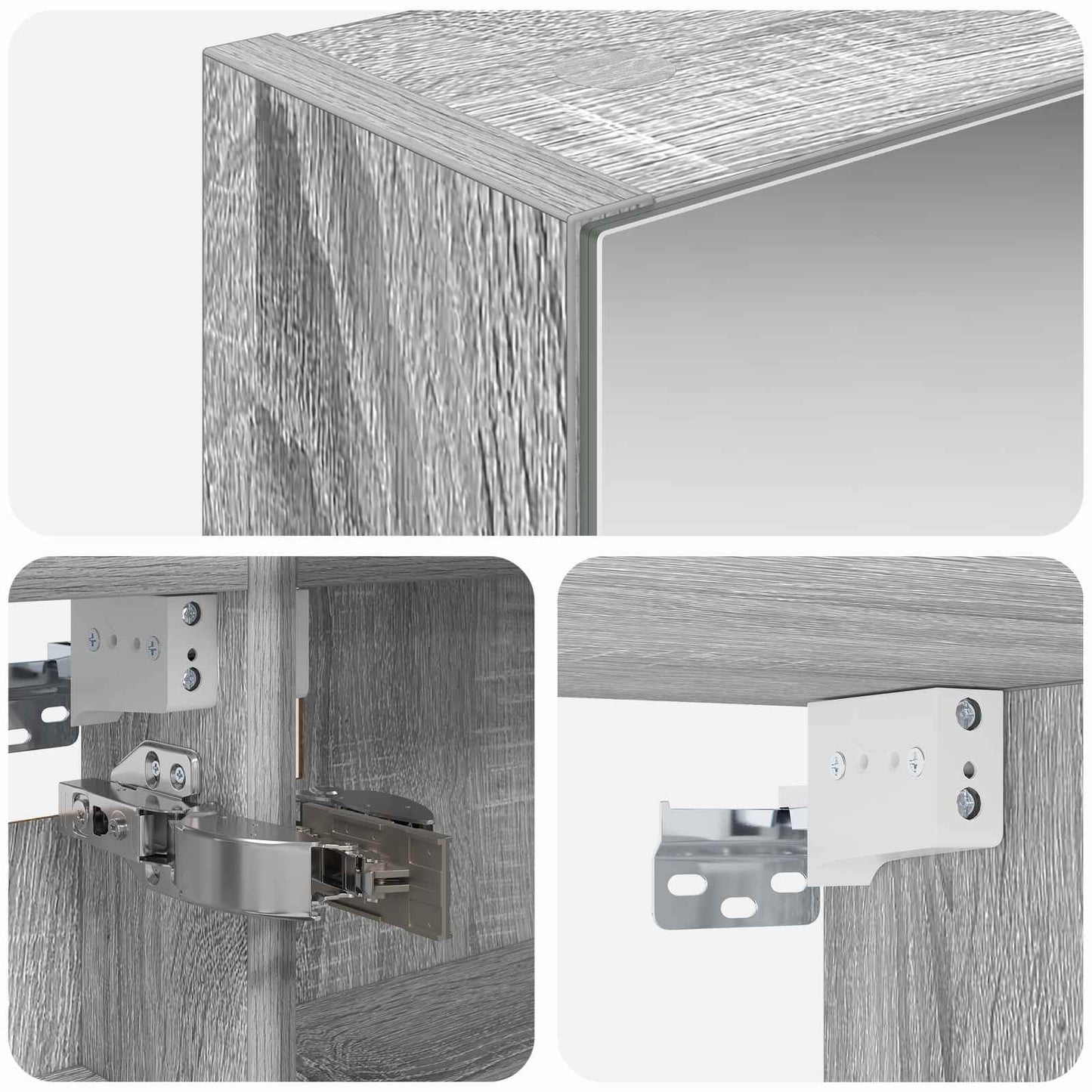 vidaXL Bathroom Mirror Cabinet Grey Sonoma 40 x 10.5 x 60.5 cm
