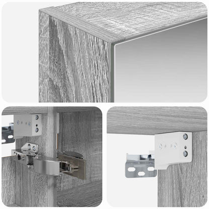 vidaXL Bathroom Mirror Cabinet Grey Sonoma 40 x 10.5 x 60.5 cm