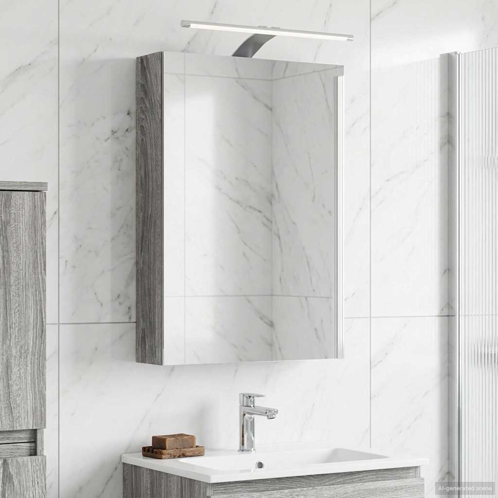 vidaXL Bathroom Mirror Cabinet Grey Sonoma 40 x 10.5 x 60.5 cm